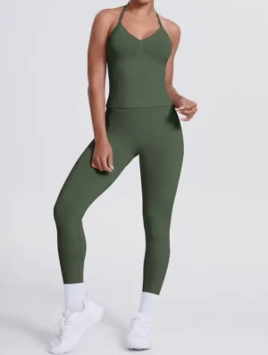 Set dos Piezas Verde Oliva con Tirantes